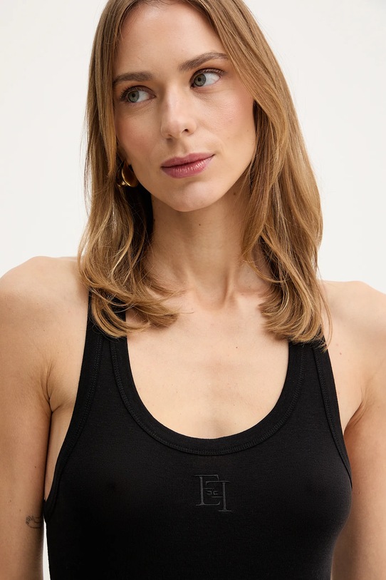 Elisabetta Franchi top z dodatkiem wełny czarny CN77B61E2