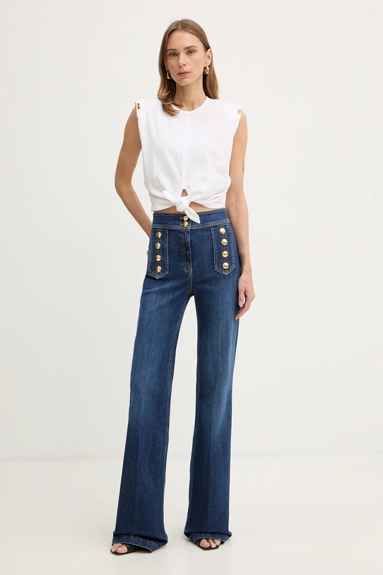 Хлопковая блузка Elisabetta Franchi MA01161E2 белый SS26