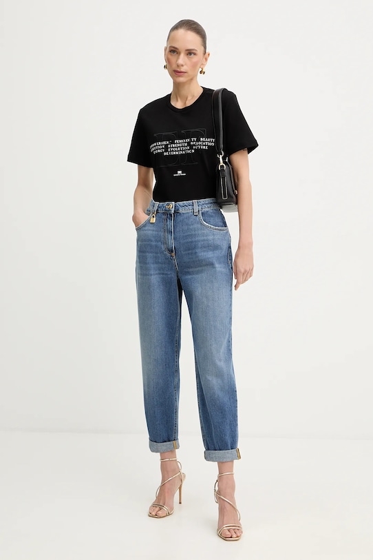 Elisabetta Franchi t-shirt bawełniany MA69P61E2 czarny SS26