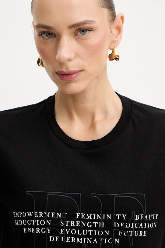 Elisabetta Franchi t-shirt bawełniany czarny MA69P61E2