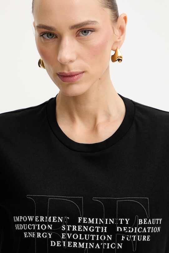 Elisabetta Franchi t-shirt bawełniany czarny MA69P61E2