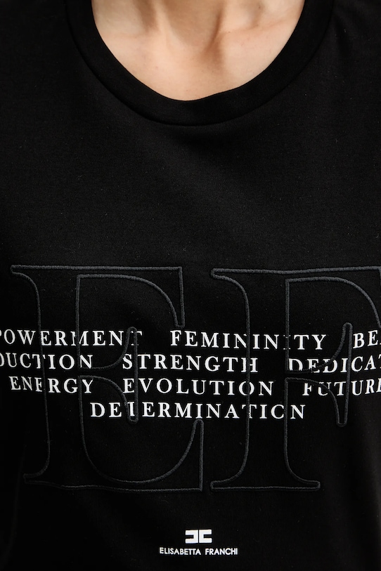 Elisabetta Franchi t-shirt bawełniany MA69P61E2 czarny