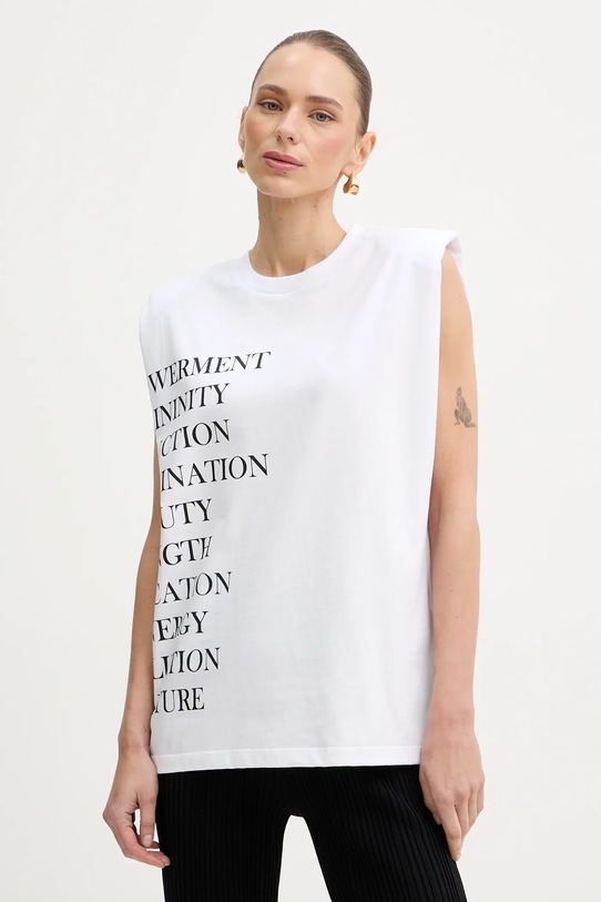 Elisabetta Franchi top bawełniany nadruk biały MA70P61E2