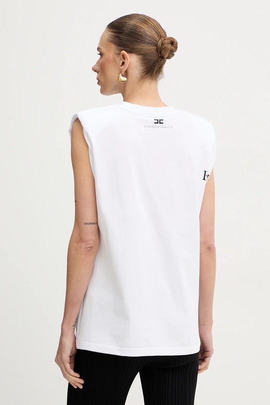 Odzież Elisabetta Franchi top bawełniany MA70P61E2 biały