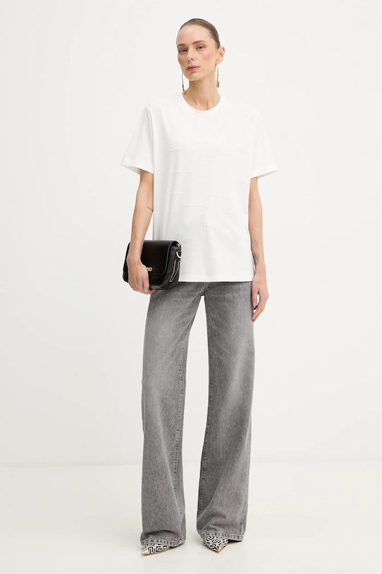 Elisabetta Franchi t-shirt bawełniany MA74D61E2 beżowy SS26