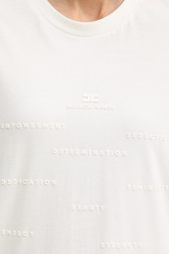 Elisabetta Franchi t-shirt bawełniany MA74D61E2 beżowy