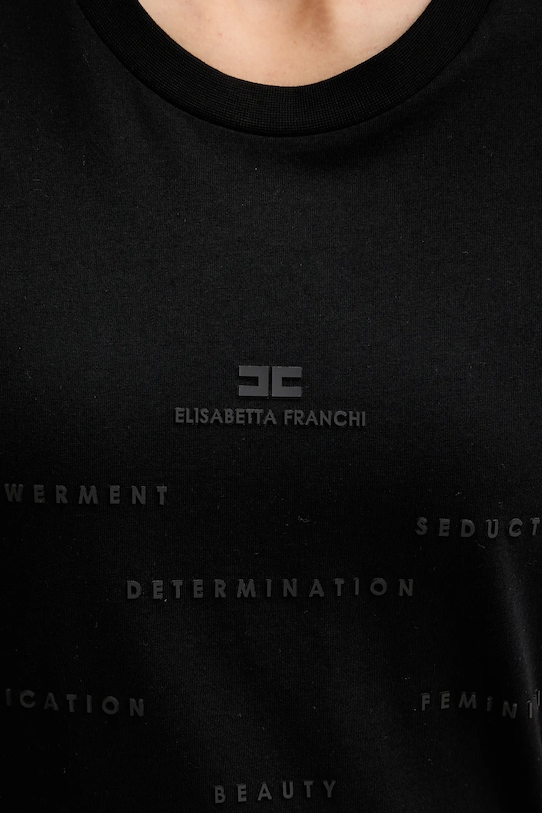 Elisabetta Franchi t-shirt bawełniany MA74D61E2 czarny