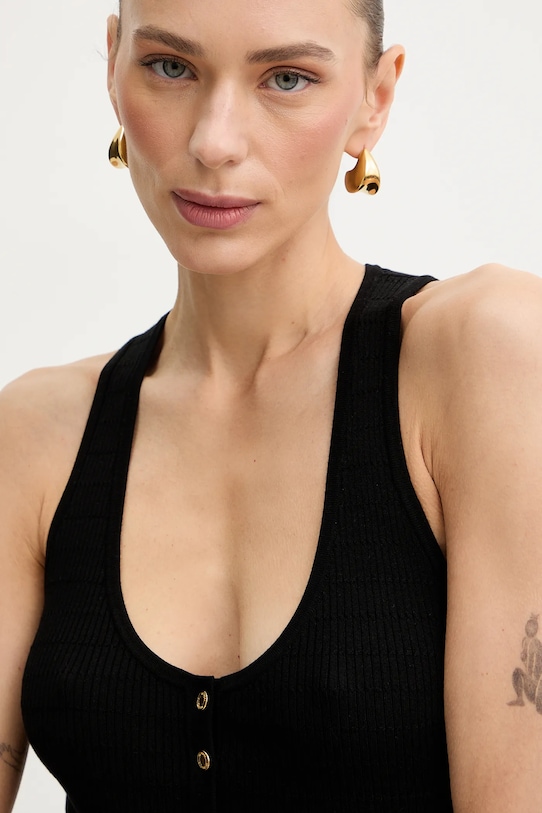 Elisabetta Franchi top z dodatkiem jedwabiu czarny TK75B61E2