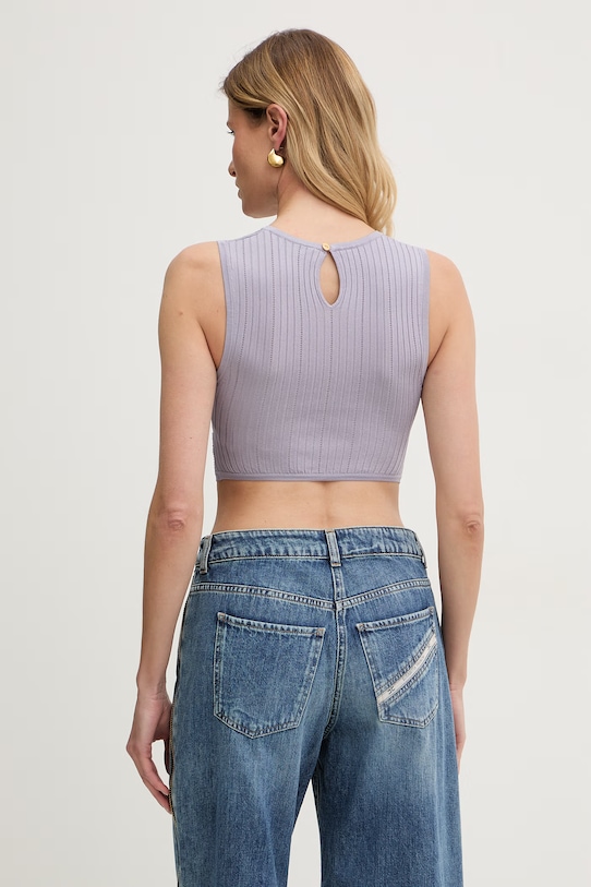 Odzież Elisabetta Franchi bluzka kopertowa damska z wiskozy TK76S61E2 fioletowy