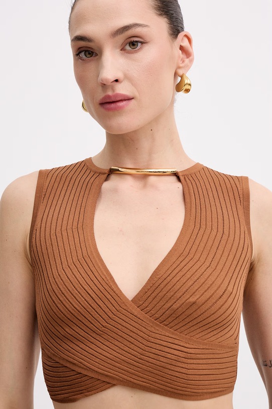 Elisabetta Franchi bluzka kopertowa damska z wiskozy brązowy TK76S61E2