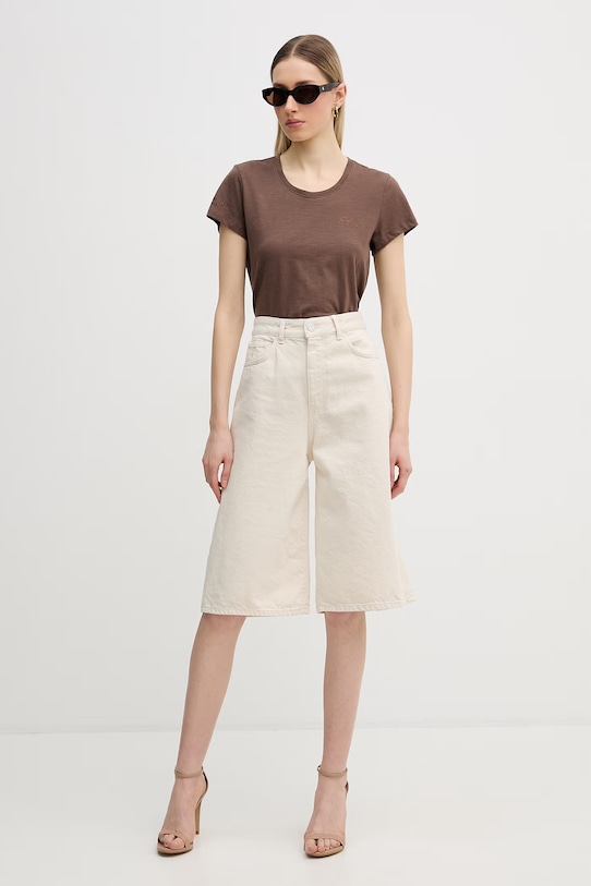 Mos Mosh t-shirt damski bawełniany Safina 176800 brązowy SS26