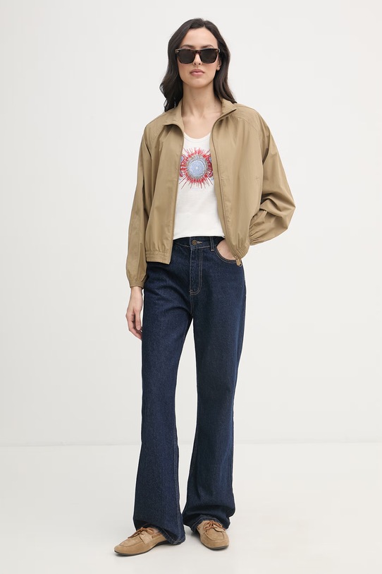 Mos Mosh t-shirt damski bawełniany Romi 176780 beżowy SS26