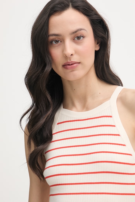 Mos Mosh top damski z dodatkiem jedwabiu Imanja beżowy 176720