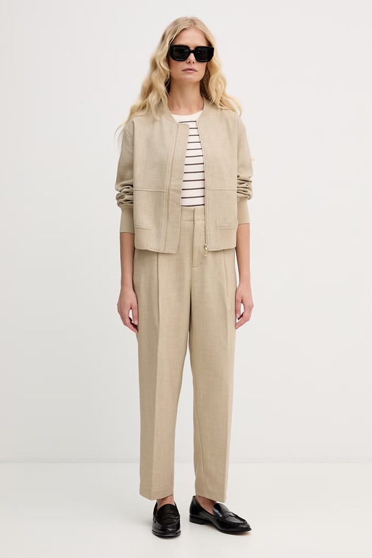 Mos Mosh top damski z dodatkiem jedwabiu Imanja 176720 brązowy SS26