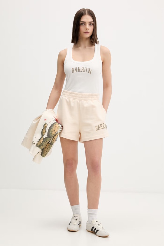 Barrow top damski bawełniany z elastanem S6BWWOTA117 beżowy SS26