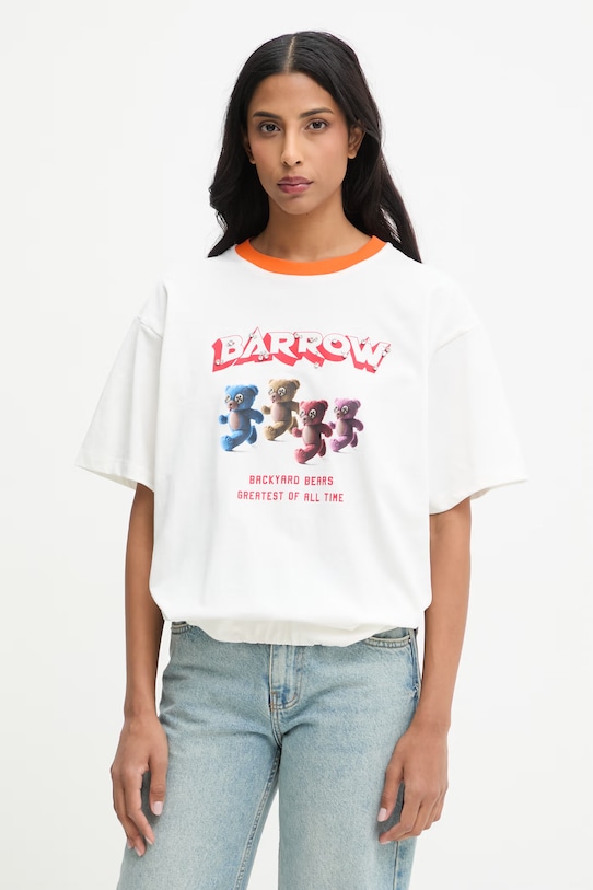 Barrow t-shirt bawełniany nadruk beżowy S6BWWOTH128