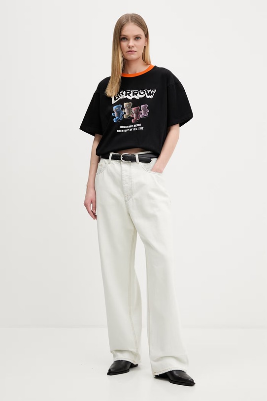 Barrow t-shirt bawełniany S6BWWOTH128 czarny SS26
