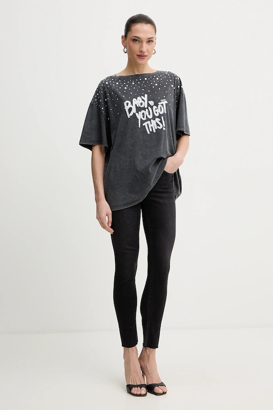 Liu Jo t-shirt bawełniany WA6131.J3868 szary SS26