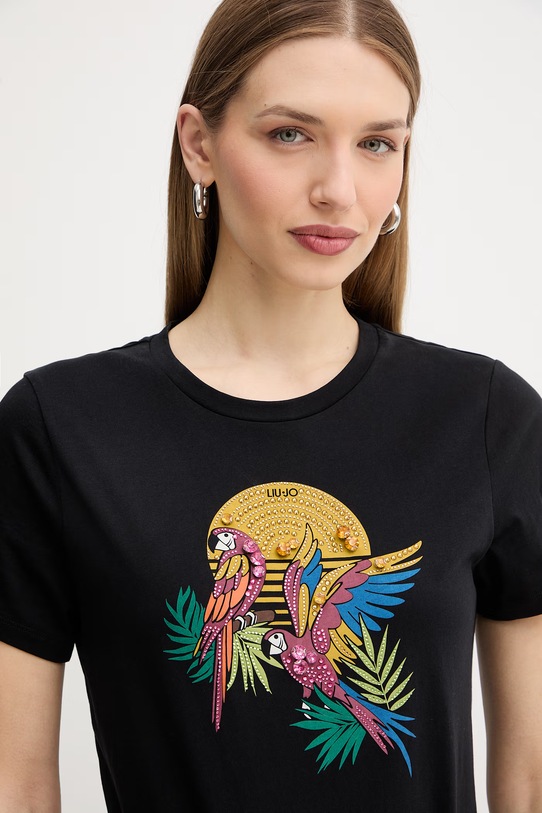 Памучна тениска Liu Jo черен WA6237.JS923