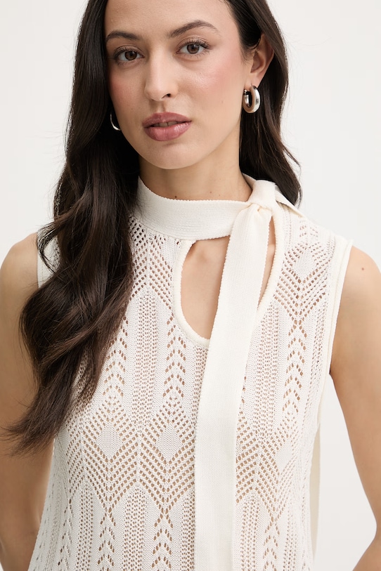 Liu Jo kamizelka damska z bawełną beżowy WA6329.MS007