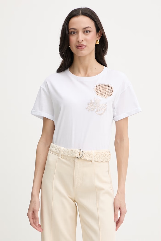 Liu Jo t-shirt damski bawełniany biały WA6413.JS904