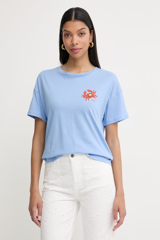 Liu Jo tricou pentru femei, din bumbac albastru WA6414.JS923