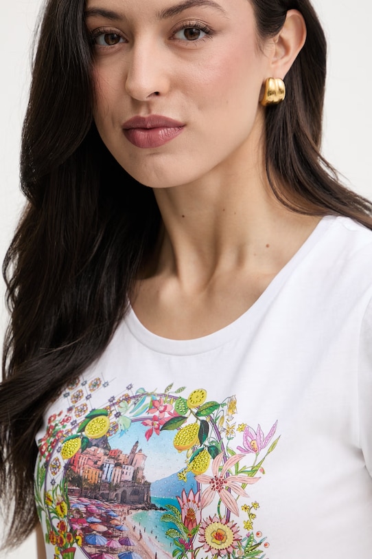 Liu Jo t-shirt damski bawełniany biały WA6476.JS923