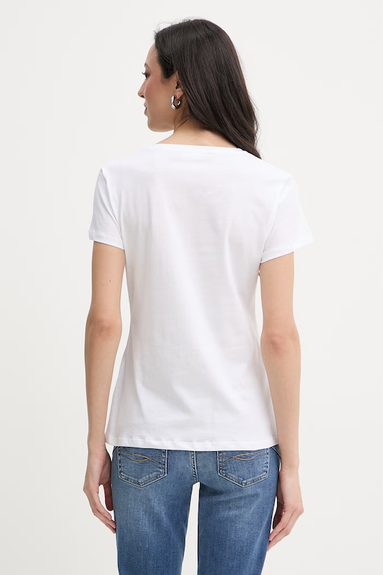 Odzież Liu Jo t-shirt damski bawełniany WA6476.JS923 biały