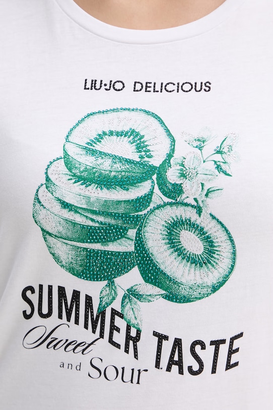 Liu Jo t-shirt damski bawełniany biały WA6476.JS923