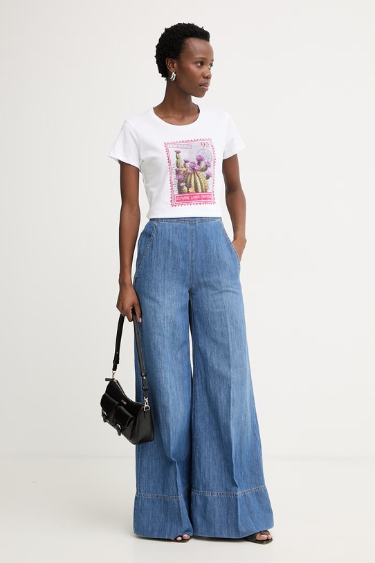 Liu Jo T-shirt damski bawełniany WA6477.JS923 biały SS26