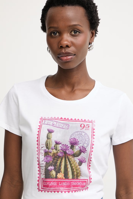Liu Jo T-shirt damski bawełniany biały WA6477.JS923