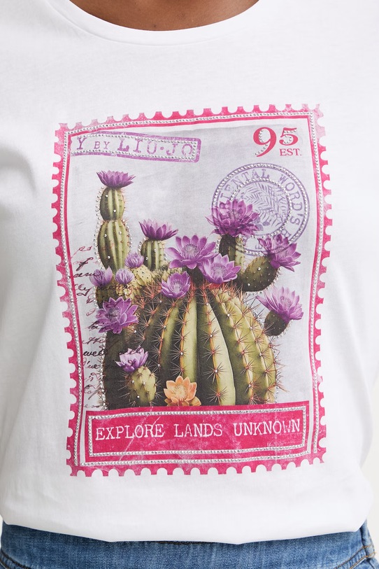 Liu Jo T-shirt damski bawełniany WA6477.JS923 biały