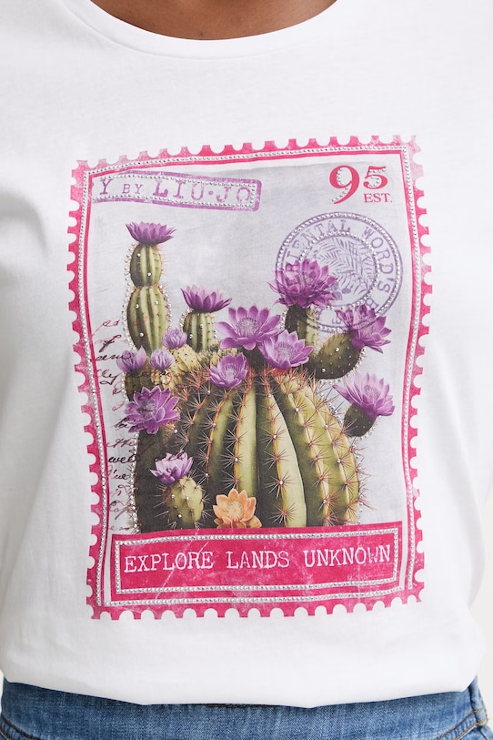 Liu Jo T-shirt damski bawełniany WA6477.JS923 biały