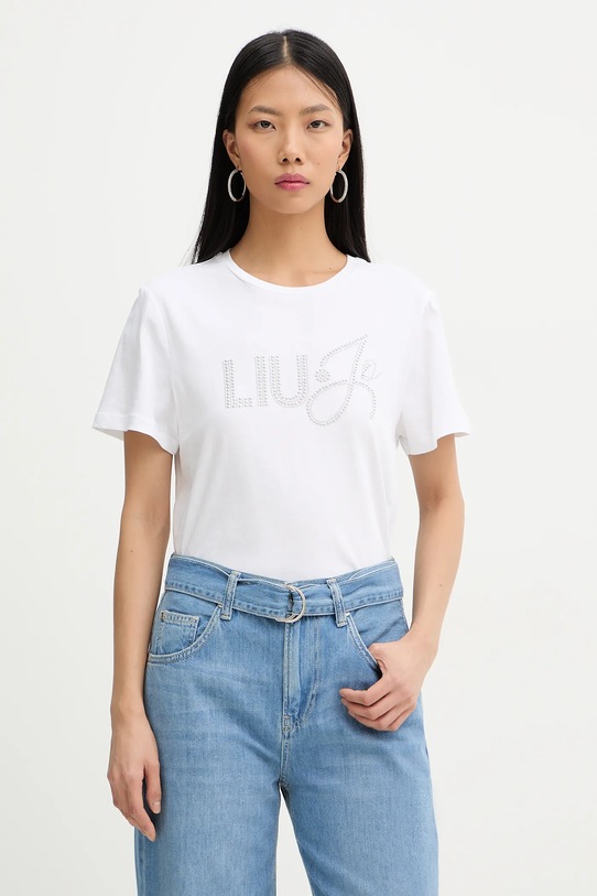 Liu Jo t-shirt bawełniany regular biały WA6491.JS923