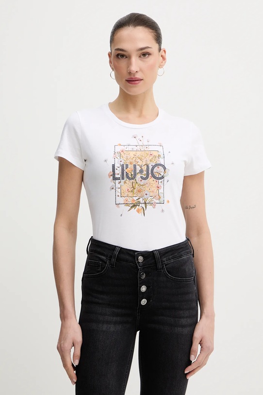 Liu Jo t-shirt bawełniany nadruk biały WA6493.JS923