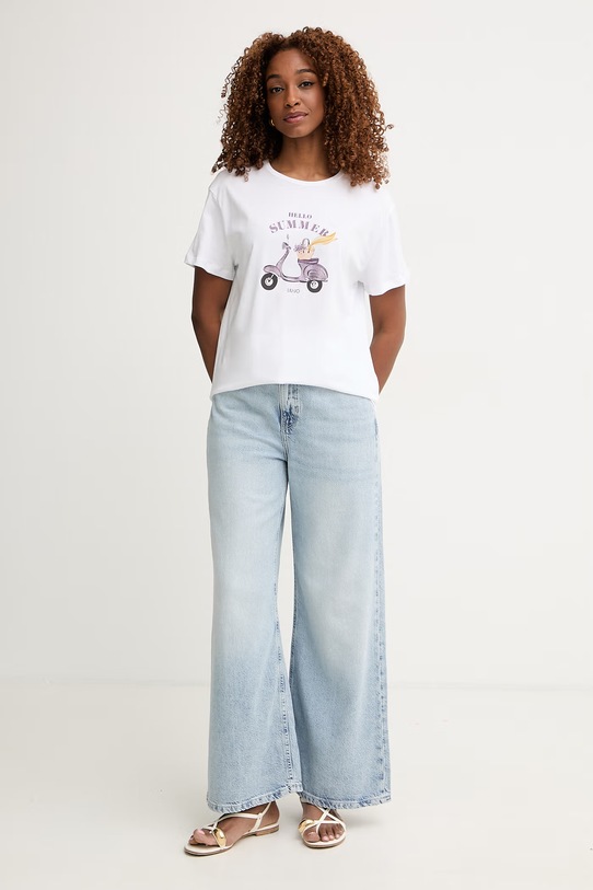 Liu Jo T-shirt damski bawełniany WA6502.JS923 biały SS26