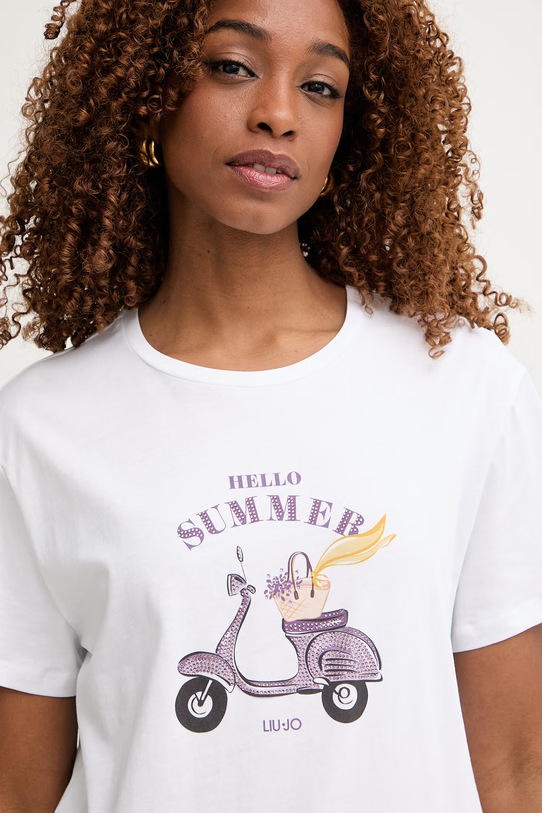 Liu Jo T-shirt damski bawełniany biały WA6502.JS923