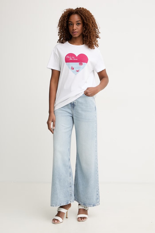 Liu Jo T-shirt damski bawełniany WA6502.JS923 biały SS26