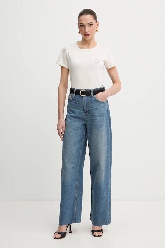 Liu Jo t-shirt bawełniany TA6056.JS923 beżowy SS26