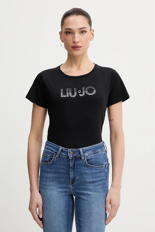 Liu Jo t-shirt bawełniany regular czarny TA6056.JS923