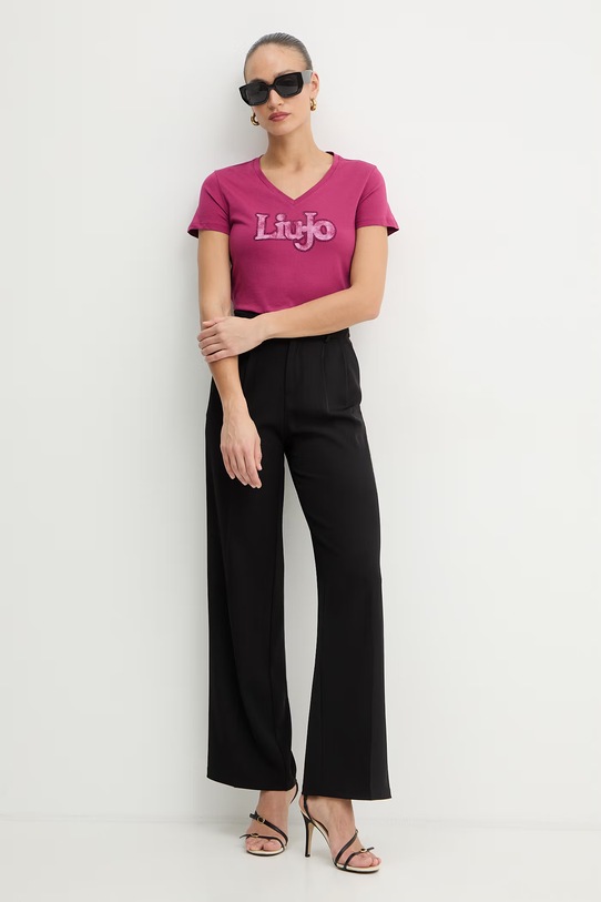 Liu Jo t-shirt bawełniany TA6057.JS923 różowy SS26