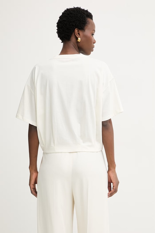 Odzież Liu Jo t-shirt damski bawełniany TA6119.JS923 beżowy