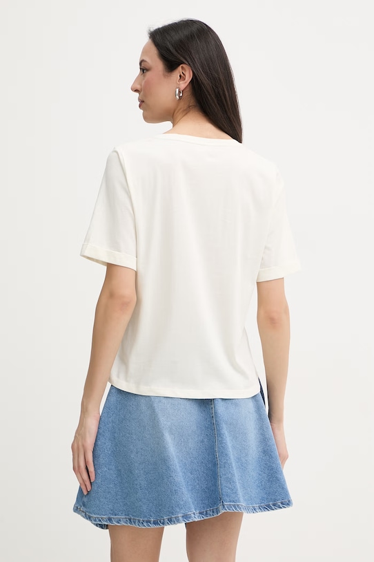 Odzież Liu Jo t-shirt damski bawełniany TA6284.JS923 beżowy