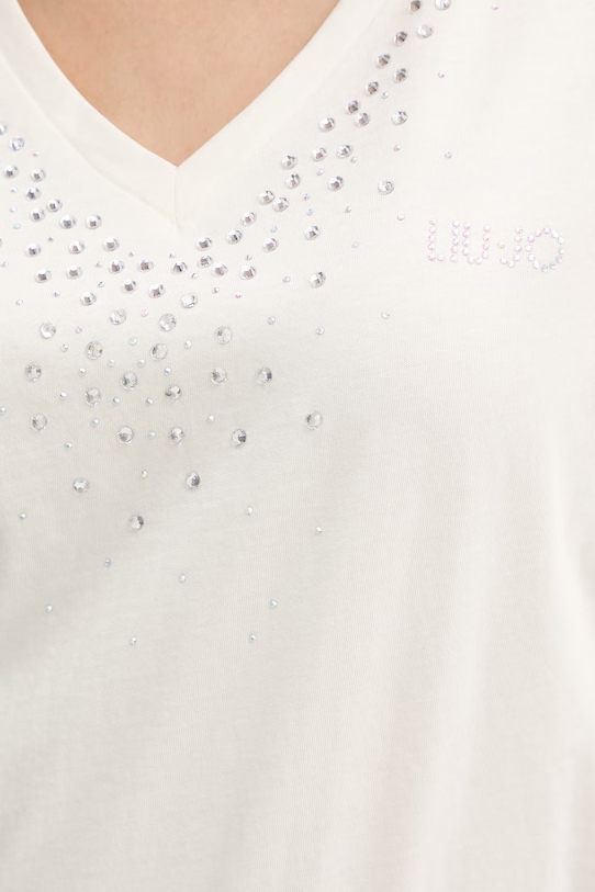 Liu Jo t-shirt damski bawełniany TA6284.JS923 beżowy