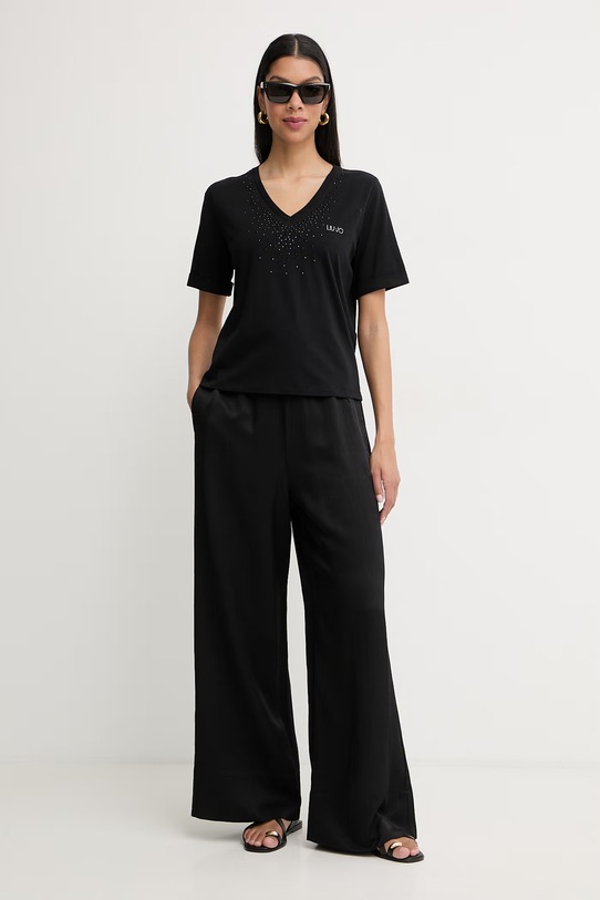 Liu Jo t-shirt damski bawełniany TA6284.JS923 czarny SS26