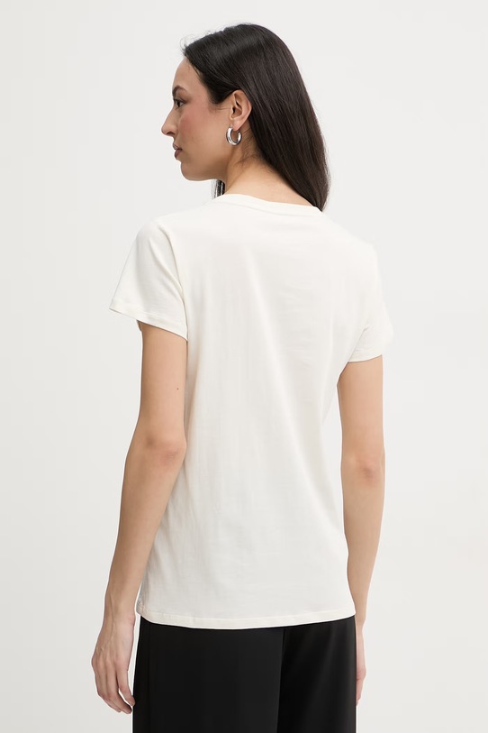 Odzież Liu Jo t-shirt damski bawełniany TA6285.JS923 beżowy