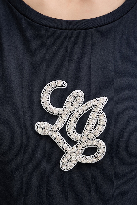 Liu Jo t-shirt damski bawełniany TA6285.JS923 granatowy