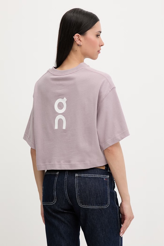 Odzież On crop top damski bawełniany Club 1WF11124390 fioletowy