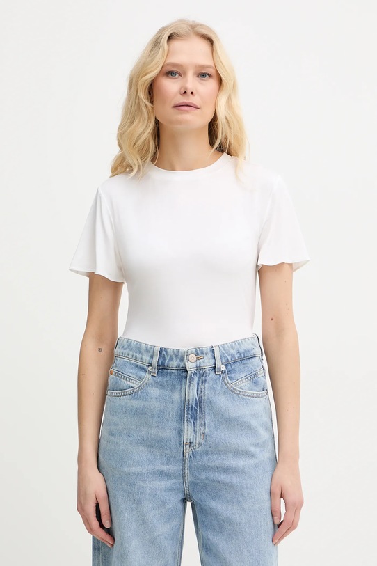 Marella t-shirt ZINNIA z elastanem beżowy 2613971024200