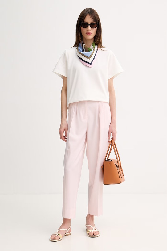 Marella t-shirt damski bawełniany z elastanem Emme by Marella 2615971041200 biały SS26